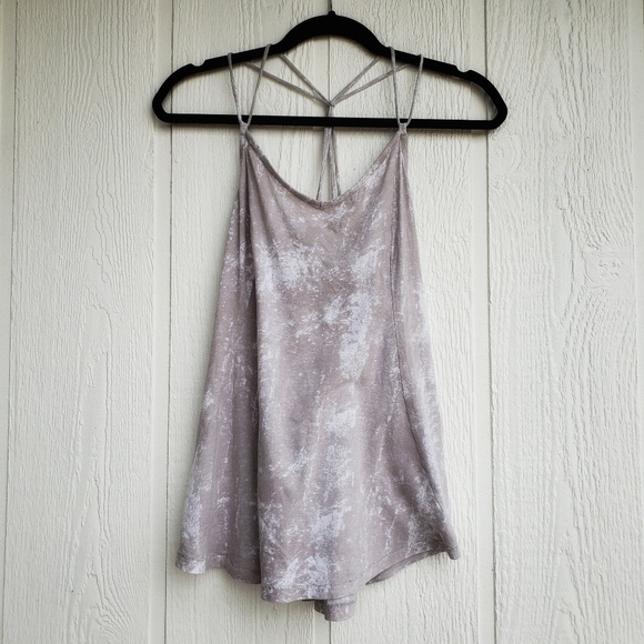 Hang Ten Tops - Gray and White Tye-Dye Marble Tank